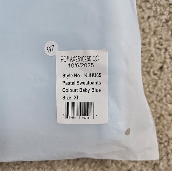 NWT Comfrt Pastel Oversized Sweatpants Baby Blue Cuffed Bottoms Size XL - Picture 5 of 7